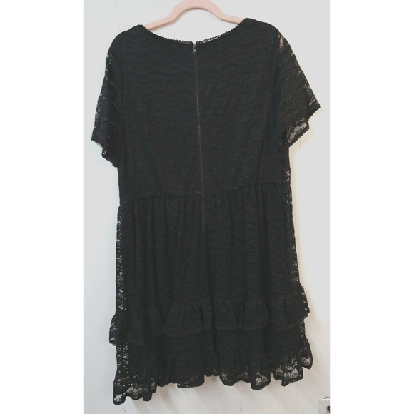 Lane Bryant WM 16 Dress NWT Black Short Sleeve Lace Zip Closure Ruffle Bottom - Picture 7 of 7